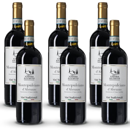 Villino Azzurro Montepulciano d'Abruzzo DOC, trocken, sortenreines Weinpaket + VINOX Winecards (6x0,75l) von VINOX