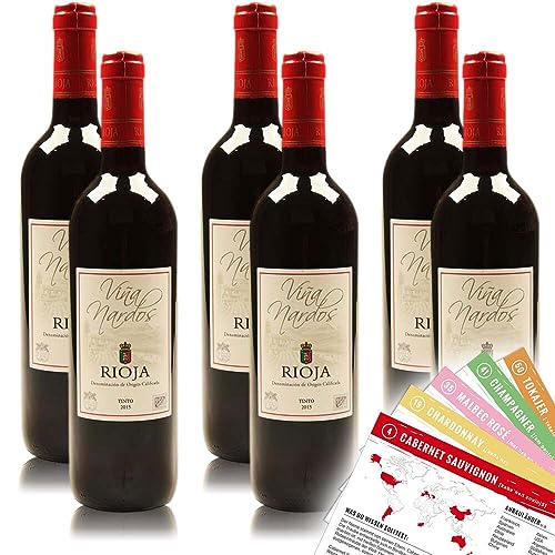 Vina Nardos Rioja Tinto, trocken, sortenreines Weinpaket + VINOX Winecards (6x0,75l) von VINOX