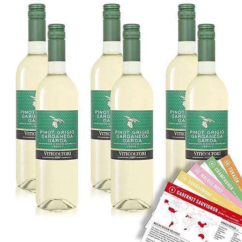 Viticoltori Pinot Grigio Garganega Garda DOC, trocken, sortenreines Weinpaket + VINOX Winecards (6x0,75l) von VINOX