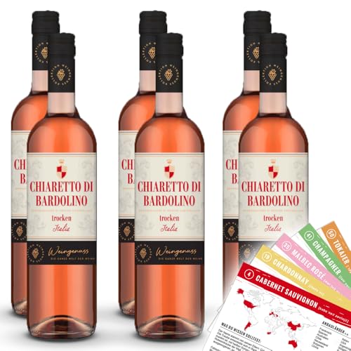 Wein-Genuss Bardolino Chiaretto DOC, trocken, sortenreines Weinpaket + VINOX Winecards (6x0,75l) von VINOX