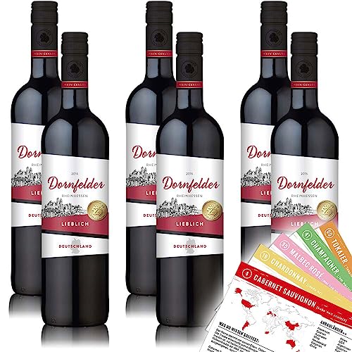 Wein-Genuss Dornfelder QbA, lieblich, sortenreines Weinpaket + VINOX Winecards (6x0,75l) von VINOX