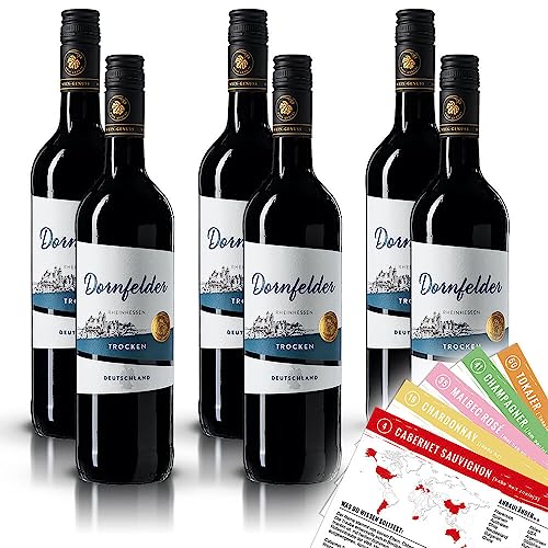 Wein-Genuss Dornfelder QbA, trocken, sortenreines Weinpaket + VINOX Winecards (6x0,75l) von VINOX