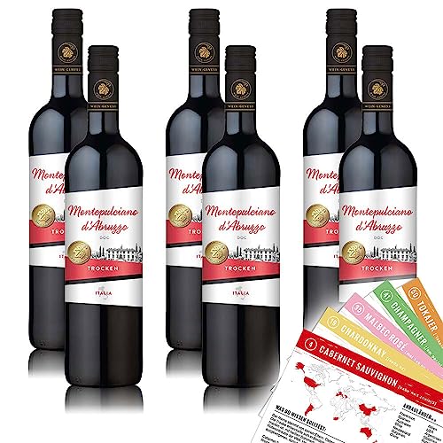 Wein-Genuss Montepulciano d´Abruzzo DOC, trocken, sortenreines Weinpaket + VINOX Winecards (6x0,75l) von VINOX