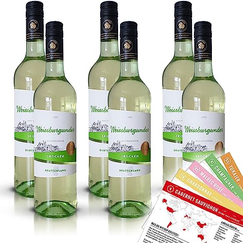 Wein-Genuss Weißburgunder, trocken, sortenreines Weinpaket + VINOX Winecards (6x0,75l) von VINOX