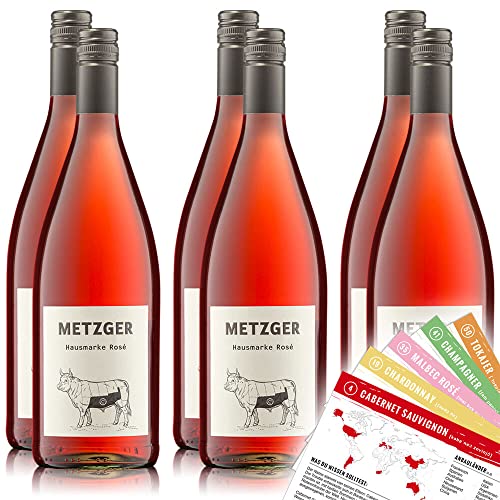 Weingut Metzger Hausmarke Rosé, lieblich, sortenreines Weinpaket + VINOX Winecards (6x1,0l) von VINOX