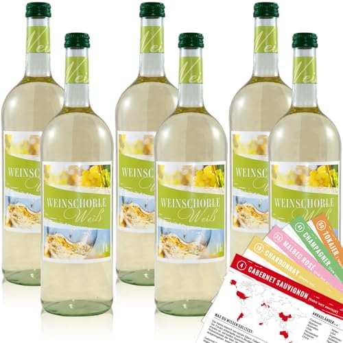 Weinkrone Spritzer Weiß, weinhaltiges Getränk, sortenreines Weinpaket + VINOX Winecards (6x1,0l) von VINOX