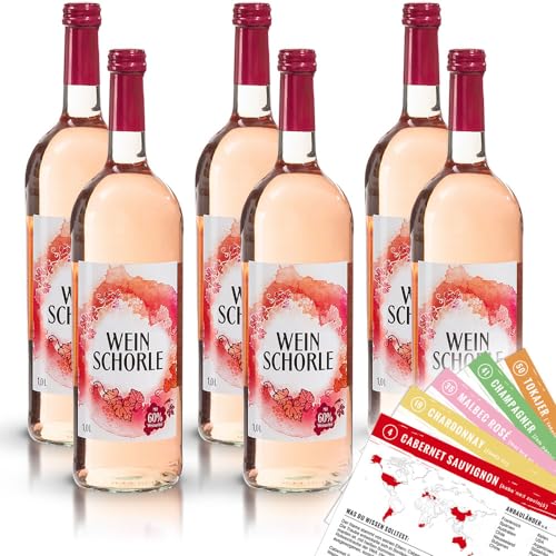 Weinschorle Rosé, weinhaltiges Getränk, sortenreines Weinpaket + VINOX Winecards (6x1,0l) von VINOX