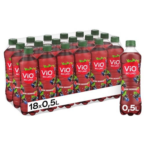 ViO BiO Limo Dark Berries - vegane Bio-Limonade mit fruchtigem Brombeer-Geschmack, 10 Prozent Saftanteil - in umweltfreundlichen Einweg Flaschen (18 x 500 ml) von VIO