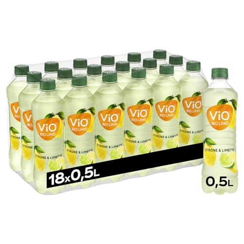 ViO BiO Limo Zitrone-Limette - vegane Bio-Limonade mit frischem Geschmack aus Limetten und Zitronen, 10 % Saftanteil - in umweltfreundlichen, 100 % recycelbaren Einweg Flaschen (18 x 500 ml) von VIO