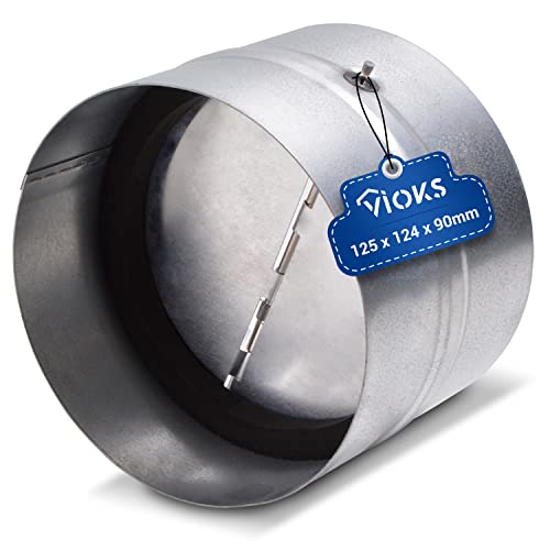 VIOKS Rückstauklappe Rückschlagklappe Einschub Verbindungsstück für Schläuche und Rohre Anschluss: 125mm für Dunstabzugshaube Klimagerät oder Trockner von VIOKS