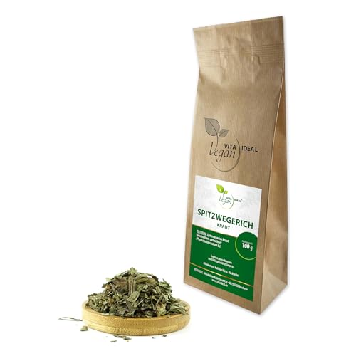 VITA IDEAL Vegan® SPITZWEGERICH Kraut 100g geschnitten & getrocknet - Plantago lanceolata - Spitzwegerichkraut - SPITZWEGERICHKRAUT Kräuter Tee & Aufguss, ohne Zusatzstoffe. von VITA IDEAL Vegan