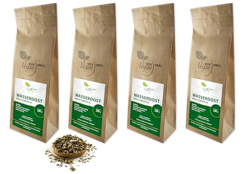 VITA IDEAL Vegan® WASSERDOST - Kraut dreiteilig 4x 200g geschnitten & getrocknet - Eupatorium cannabinum - WASSERDOSTKRAUT - Kräuter Tee & Aufguss. Pflanzlich, natürlich & ohne Zusatzstoffe. von VITA IDEAL Vegan