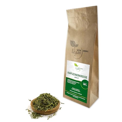 VITA IDEAL Vegan® KAPUZINERKRESSE - Kraut 300g geschnitten & getrocknet - Tropaeolum - KAPUZINERKRESSEKRAUT - Nasturtium Kräuter Tee & Aufguss. Natürlich, pflanzlich & ohne Zusatzstoffe. von VITA IDEAL