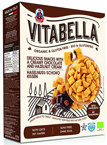 Vitabella Bio- und Glutenfreies Kissen mit Schokolade und Haselnuss, 300 g, 8 Stück von VITABELLA