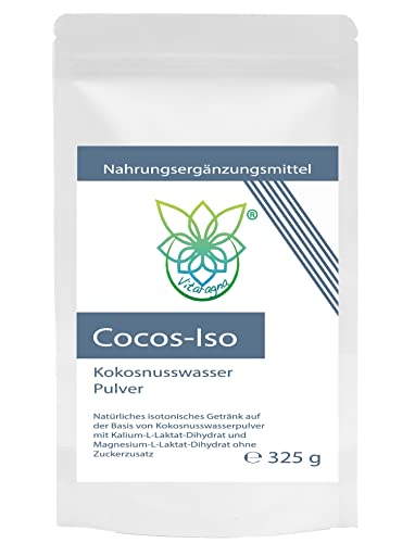 VITARAGNA Cocos-Iso Elektrolyte - Kokoswasser Pulver zum isotonischen Getränk mischen, Kokosnusswasser-Extrakt mit Magnesium u. Kalium ohne Zusatzstoffe, 325g von VITARAGNA
