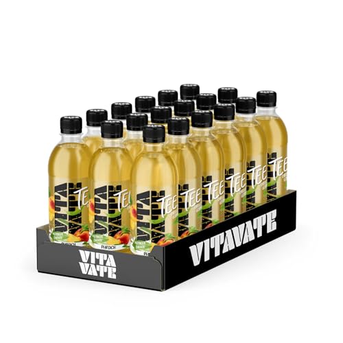 VitaVate Tee 18x (0,5L) Flaschen, koffeinfreies, kalorienarmes Grünteegetränk (Tee Pfirsich) von VITAVATE