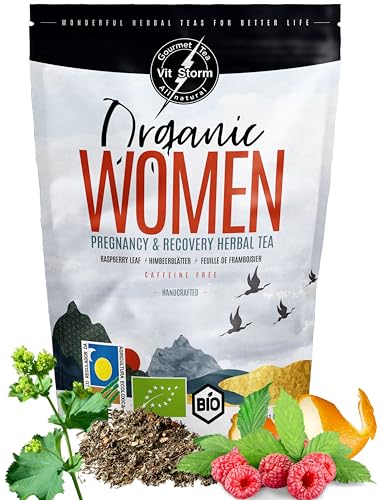 VITSTORM® BIO Himbeerblättertee Schwangerschaft – Stilltee - Frauenmanteltee – Traditionelle Kräutermischung als kinderwunsch hilfsmittel – Natürlicher Kräutertee 100g von VITSTORM