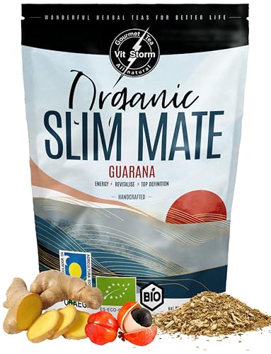 MATE TEE BIO. Slim Tea. Yerba Mate GUARANA - Früchtete mit Brennnessel, Ingwer, Hibiskus, Löwenzahn, Papaya - Energie Tee, Konzentration & Focus - Antioxidantien, Natürliche Zutaten 100g - VITSTORM von VITSTORM