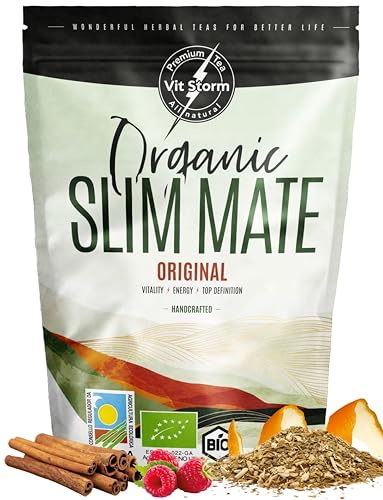 MATE TEE BIO. Slim Tea. Yerba Mate Original - Energie, Detox Tee - Früchtetee mit Brennnessel, Löwenzahn, Zimt, Cranberry, Guarana, Himbeere - Antioxidantien - Natürliche Zutaten 100g - VITSTORM von VITSTORM