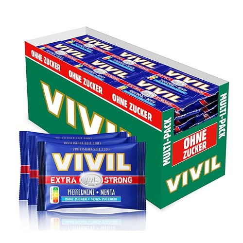 VIVIL Extra Strong Pfefferminz, 26 x 3er Pack, extra starke Pastillen mit Pfefferminzgeschmack, zuckerfrei & vegan, 78 x 25g von Vivil