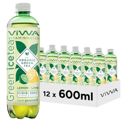 VIWA VITAMIN WATER Grüner Eistee, erfrischendes Getränk, Nullzucker mit Vitaminen und Mineralien, Limetten- und Zitronengeschmack, 600 ml, 12 Stück, Green Tea VIWA VITAMIN WATER Grüner Eistee, erfrischendes Getränk, Nullzucker mit Vitaminen und Mineralien, Limetten- und Zitronengeschmack, 600 ml, 12 Stück, Green Tea von VIWA VITAMIN WATER