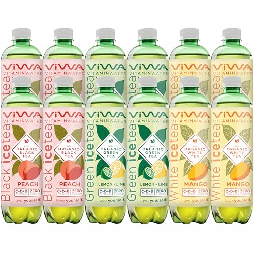 VIWA VITAMIN WATER Mix Eistee, erfrischende Getränke, Nullzucker mit Vitaminen und Mineralien, 3 Geschmacksrichtungen, 4 Flaschen pro Geschmack, 600 ml, 12 Stück VIWA VITAMIN WATER Mix Eistee, erfrischende Getränke, Nullzucker mit Vitaminen und Mineralien, 3 Geschmacksrichtungen, 4 Flaschen pro Geschmack, 600 ml, 12 Stück von VIWA VITAMIN WATER
