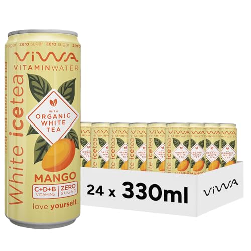 VIWA VITAMIN WATER Weißer Eistee, erfrischendes Getränk, Nullzucker mit Vitaminen und Mineralien, Mango-Geschmack, 330 ml, 24 Stück, White Tea VIWA VITAMIN WATER Weißer Eistee, erfrischendes Getränk, Nullzucker mit Vitaminen und Mineralien, Mango-Geschmack, 330 ml, 24 Stück, White Tea von VIWA VITAMIN WATER