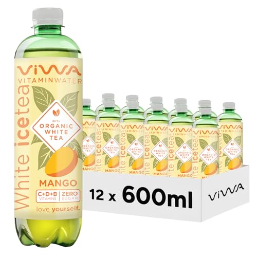 VIWA VITAMIN WATER Weißer Eistee, erfrischendes Getränk, Nullzucker mit Vitaminen und Mineralien, Mango-Geschmack, 600 ml, 12 Stück, White Tea VIWA VITAMIN WATER Weißer Eistee, erfrischendes Getränk, Nullzucker mit Vitaminen und Mineralien, Mango-Geschmack, 600 ml, 12 Stück, White Tea von VIWA VITAMIN WATER