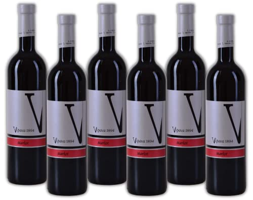 VIPAVA 1894 Rotwein Merlot 2019, von Hand gelesener trockener roter Wein ( 6 x 0.75 l ) von VRTOVČAN