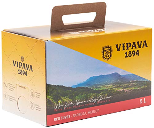 Vipava 1894 Rotwein Bag in Box 5 Liter Rotwein Karton 5 L rot – Barbera/Merlot Rotwein in Box 5 Liter (5 l) von VRTOVČAN