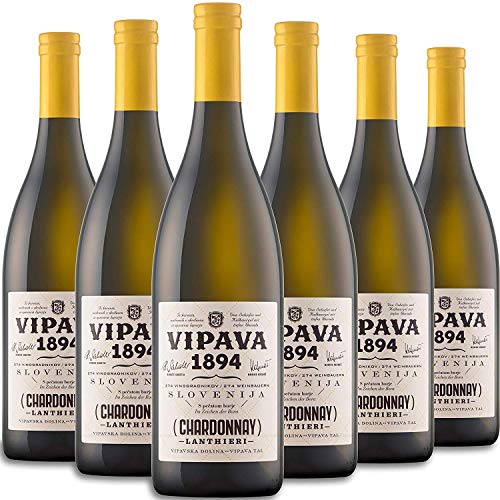 Vipava 1894 Weißwein Lanthieri Chardonnay 2019, Weißwein trocken (klassischer Chardonnay. Reinsortig, reif, cremig), Qualitätswein ZGP, von Hand gelesen ( 6 x 0.75 l )) von VRTOVČAN