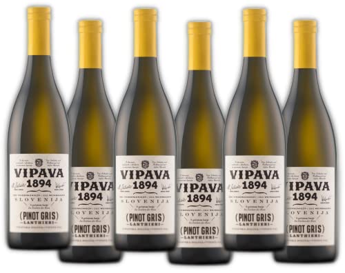 Vipava 1894 Weißwein Lanthieri Pinot Gris (Grauburgunder - Sivi Pinot) 2020, Weißwein trocken (reiche Aromen mit ausgeprägter Sortentypizität), Qualitätswein ZGP, von Hand gelesen (6 x 0.75 l) von VRTOVČAN