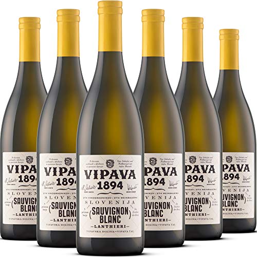 Vipava 1894 Weißwein Lanthieri Sauvignon Blanc 2020, Weißwein trocken (fruchtig frisch), Qualitätswein ZGP, von Hand gelesen (6 x 0.75 l) von VRTOVČAN