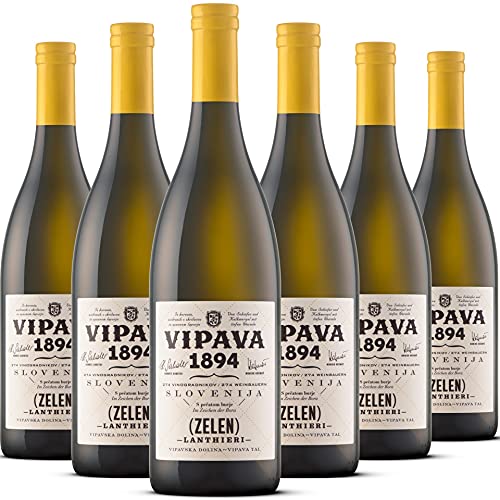 Vipava 1894 Weißwein Lanthieri Zelen 2019, Weißwein trocken (mineralisch, frisch und interessant), Qualitätswein ZGP, von Hand gelesen (6 x 0.75 l) von VRTOVČAN