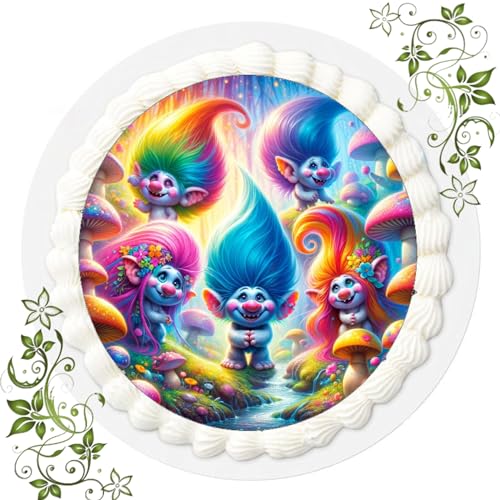 FONDANT Tortenbild, Zuckerbild mit Motiv, Essbares Foto für Torten, Tortenbild, Tortenaufleger Ø 20cm FONDANT Trolls Nr. 18 von VSW