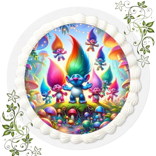 FONDANT Tortenbild, Zuckerbild mit Motiv, Essbares Foto für Torten, Tortenbild, Tortenaufleger Ø 20cm FONDANT Trolls Nr. 19 von VSW