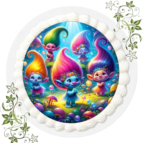 FONDANT Tortenbild, Zuckerbild mit Motiv, Essbares Foto für Torten, Tortenbild, Tortenaufleger Ø 20cm FONDANT Trolls Nr. 22 von VSW