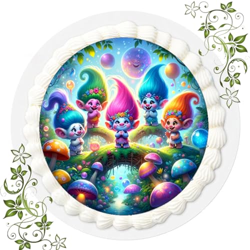 FONDANT Tortenbild, Zuckerbild mit Motiv, Essbares Foto für Torten, Tortenbild, Tortenaufleger Ø 20cm FONDANT Trolls Nr. 23 von VSW