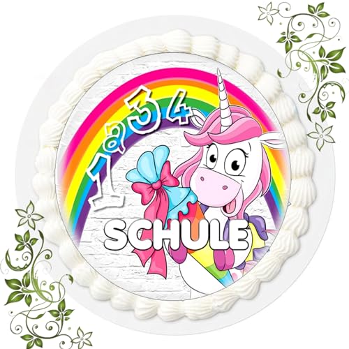 Für den Geburtstag ein Tortenbild, Zuckerbild mit Motiv, Essbares Foto für Torten, Tortenbild, Tortenaufleger Ø 20cm FONDANT Einschulung Nr. 14 von VSW