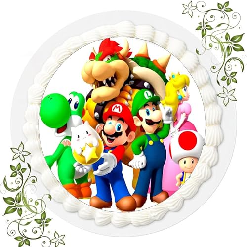 FONDANT Tortenbild, Zuckerbild mit dem Motiv: Super Mario, Essbares Foto für Torten, Tortenbild, Tortenaufleger Ø 20cm FONDANT Super MarioNr. 1 7 von VSW