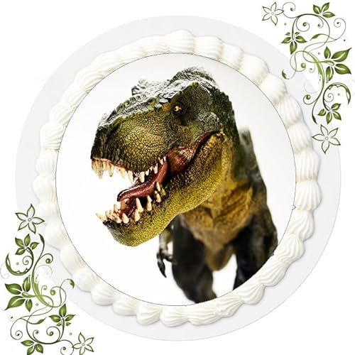 Für den Geburtstag ein Tortenbild, Zuckerbild mit Motiv, Essbares Foto für Torten, Tortenbild, Tortenaufleger Ø 20cm FONDANT Dinosaurier Dino Dinos Nr. 7 von VSW