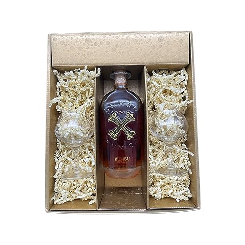 Geschenkbox - Rum - Gold - BUMBU - 2 Rumgläser CHEF & SOMMELIER von Wine And More