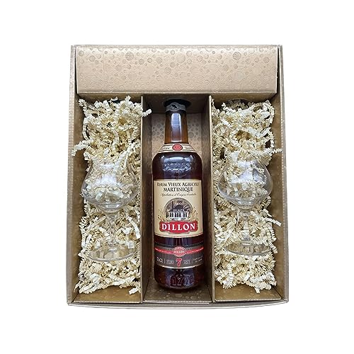 Geschenkbox - Rum - Gold - DILLON 7 ans - 2 Rumgläser CHEF & SOMMELIER von Wine And More