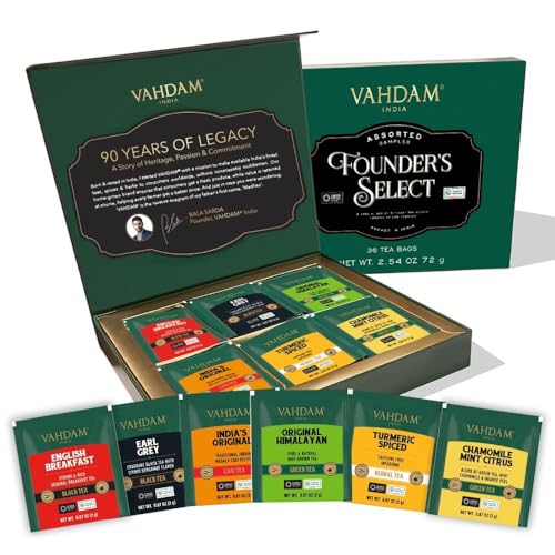 VAHDAM, Teesortiment Muttertag TeeGeschenkset (6 Geschmacksrichtungen, 36 Stück) Schwarzer, Grüner, Chai Und Kräutertee | Geschenke Für Mama/Großmutter, Tee Geschenkset 2025 von VAHDAM