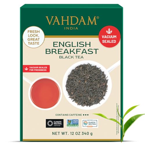 VAHDAM, English Breakfast Schwarz Tee (340g) Loser Blätter Schwarzer tee | Stark, Malzig & Reichhaltig | 100% Natürliche Inhaltsstoffe - Direkt Von Der Quelle In Indien | Aufbrühen Heißen/Eistee von VAHDAM