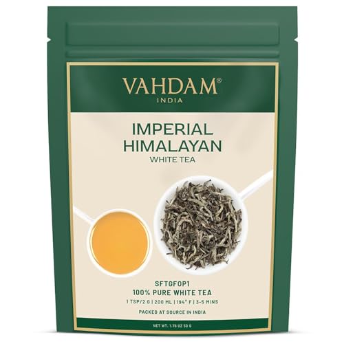 VAHDAM, Imperial Himalayan Weißer Tee (50g, 25+ Tassen) Premium Qualität | 100% Reiner Lose Tee Mit Blattknospen | Direkt Von Der Quelle In Indien von VAHDAM