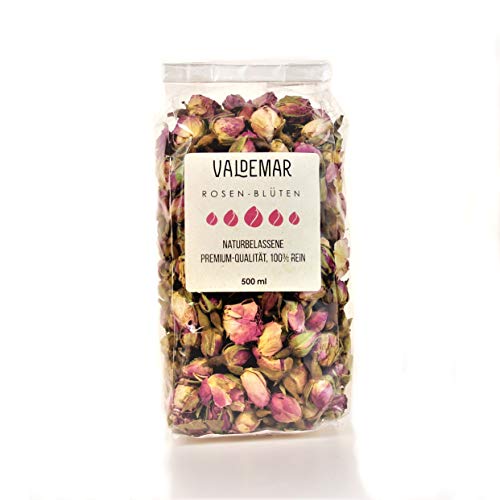 Valdemar Manufaktur edible premium PINK-ROSE-buds whole, 500ml - HANDPACKED in Germany von Valdemar