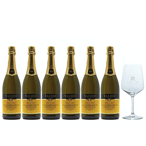 Sparpaket Valdo Marca Oro Prosecco Superiore DOCG (6 x 0.75l) mit Spiegelau Senti Vini Weinglas von Valdo
