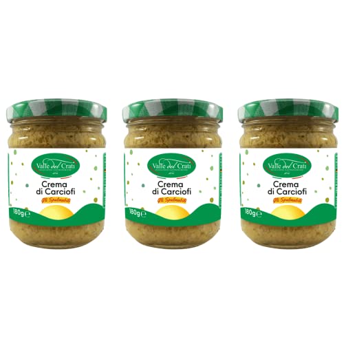 Valle del Crati Artischockencreme | Italienische Streichfähige Artischockencreme in Olivenöl und Gewürzen | Ausgezeichneter Belag für Rezepte, Brot, Pizza | 3 Glas mit 180 g von Valle del Crati ECCELLENZE GASTRONOMICHE dal 1998