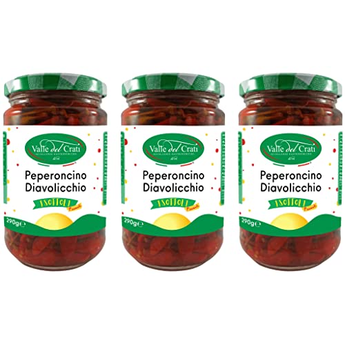 Valle del Crati Chili Diavolicchio | Rote Chili in Olivenöl, würzig und aromatisch | Für Gewürze, Vorspeisen, Aperitifs, Pasta und Fleisch | 3 Glas à 280 g Valle del Crati Chili Diavolicchio | Rote Chili in Olivenöl, würzig und aromatisch | Für Gewürze, Vorspeisen, Aperitifs, Pasta und Fleisch | 3 Glas à 280 g von Valle del Crati ECCELLENZE GASTRONOMICHE dal 1998